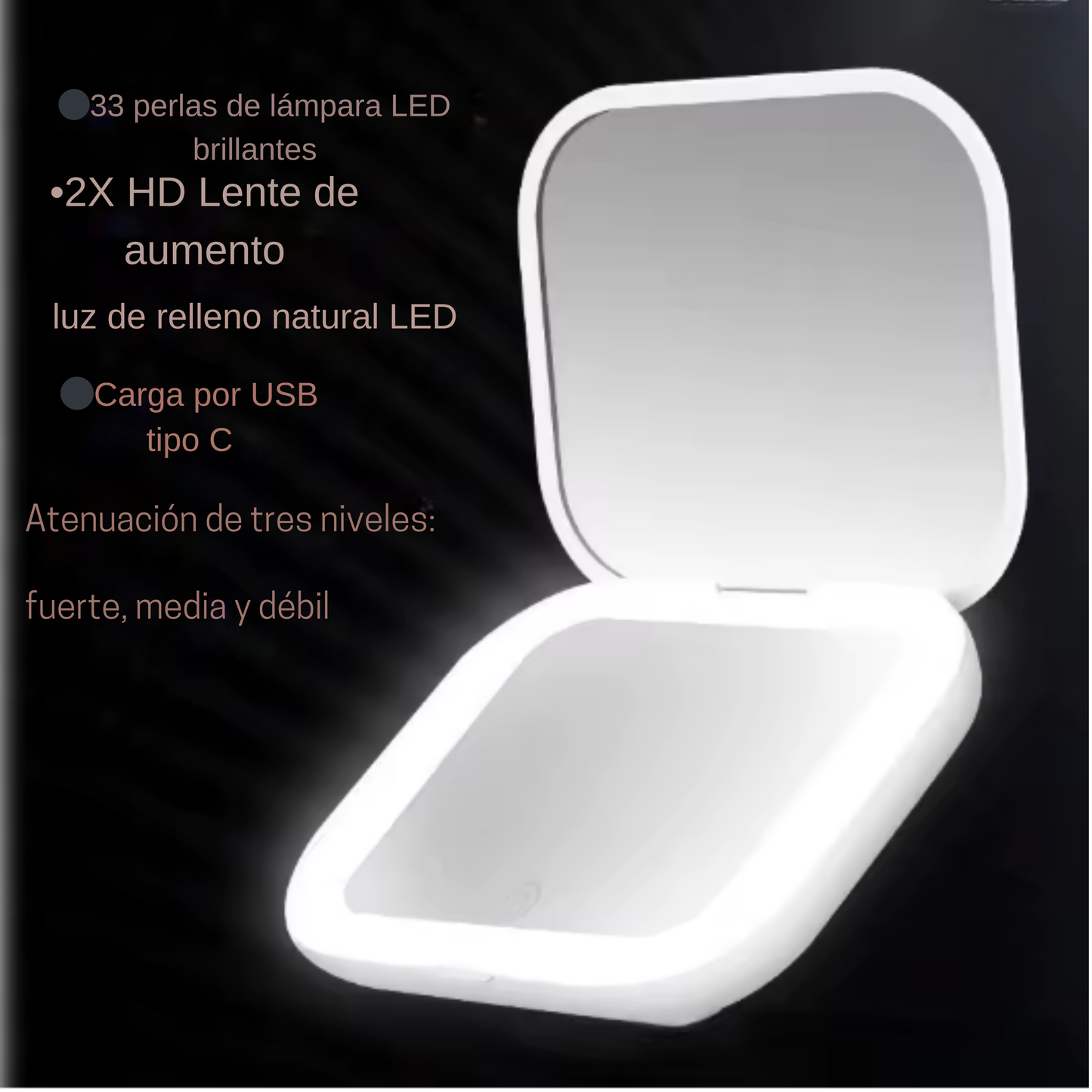 mini espejo portatil led